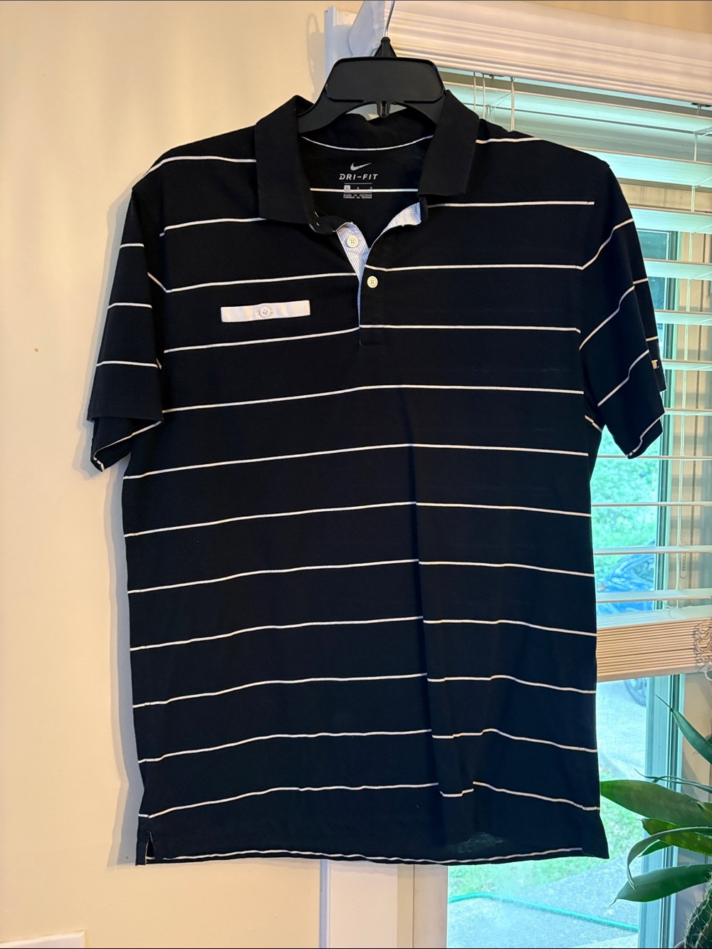 Nike Black Polo with White Stripes